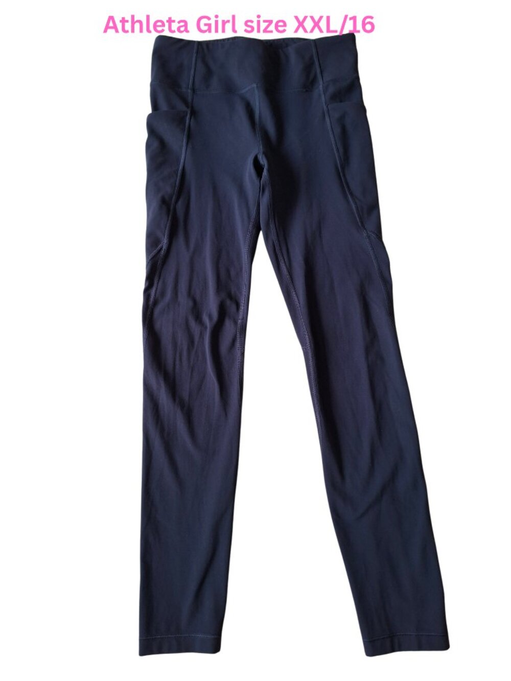 Athleta Girl Navy High-Waist Active Navy Leggings Pockets Adjustable Drawstring